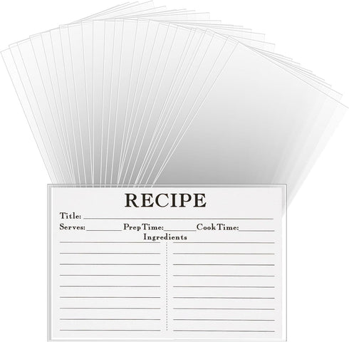 100PCS Recipe Card Protectors, 4x6 Waterproof Clear Covers, Plastic Sleeves to Protect Your Recipes from Kitchen Messes.