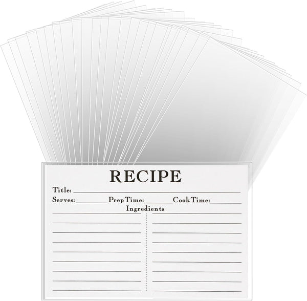 100PCS Recipe Card Protectors, 4x6 Waterproof Clear Covers, Plastic Sleeves to Protect Your Recipes from Kitchen Messes.