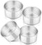 P&P CHEF Set of 4 Cake Pans, Stainless Steel Round Baking Tins for Birthday Wedding, Leak-proof & Easy Clean, 4 Inch.
