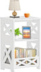 BYFU White Side Table, Small End Table with Storage Shelf, 3-Tier Nightstand for Bedroom and Living Room