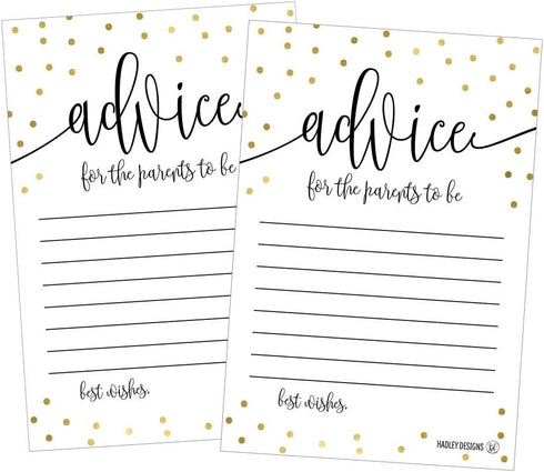 Hadley Designs 25 Gold New Mommy or Parent Advice Cards, Keepsake Alternative Guestbook for Baby Shower