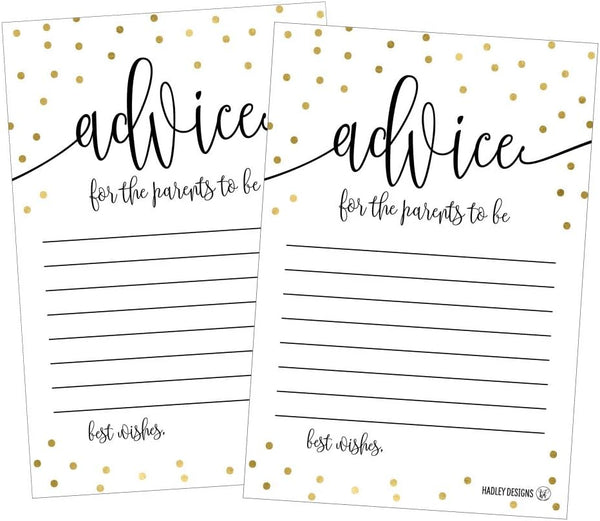 Hadley Designs 25 Gold New Mommy or Parent Advice Cards, Keepsake Alternative Guestbook for Baby Shower