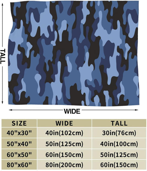 Perinsto 60"X50" Camouflage Blue Throw Blanket Ultra Soft Warm All Season Military Camo Decorative Fleece Blankets