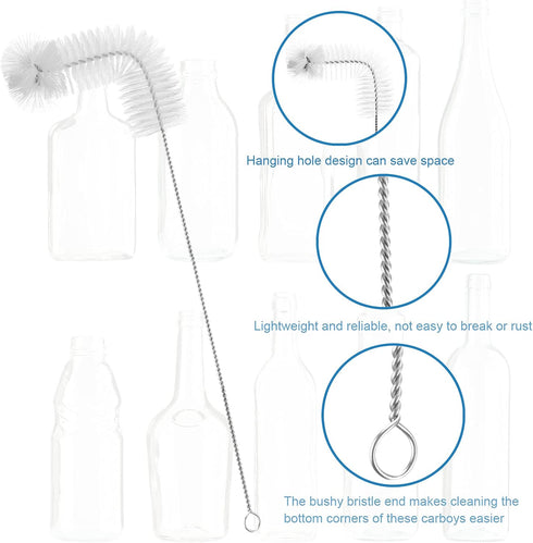 Honeydak 2-Pack 30 Inch Carboy Brush, L-Shape Nylon & Steel for Wine Making & Beer Brewing Glass Cleaning
