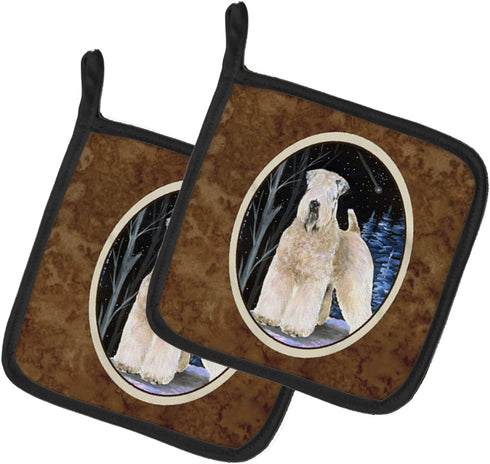Caroline's Treasures SS8364PTHD Starry Night Wheaten Terrier Pair of Heat Resistant Pot Holders, 7 1/2 x 7 1/2