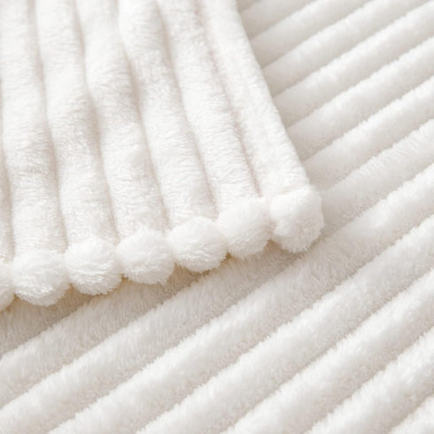 MIULEE Super Soft Baby Throw Blanket, Lightweight Fleece Warm Plush Cozy Bed Blanket 30"x40", Stripe Pattern, Cream