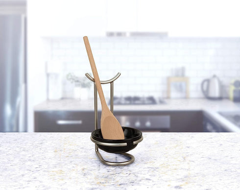 Spectrum Diversified Euro Spoon Rest with Ceramic Dish, Satin Nickel