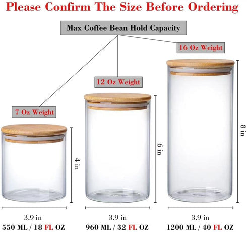 MOLFUJ 960 ML / 32 FL Oz Glass Storage Container - Stackable Clear Decorative Organizer Bottle with Wood Lid