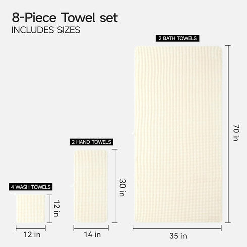 8-Piece Sets, 2 (3570 2 4 REDKISS Soft Bath Towel Extra Large Bath Sheet in), Hand Towel, Washcloth, Microfiber Quick