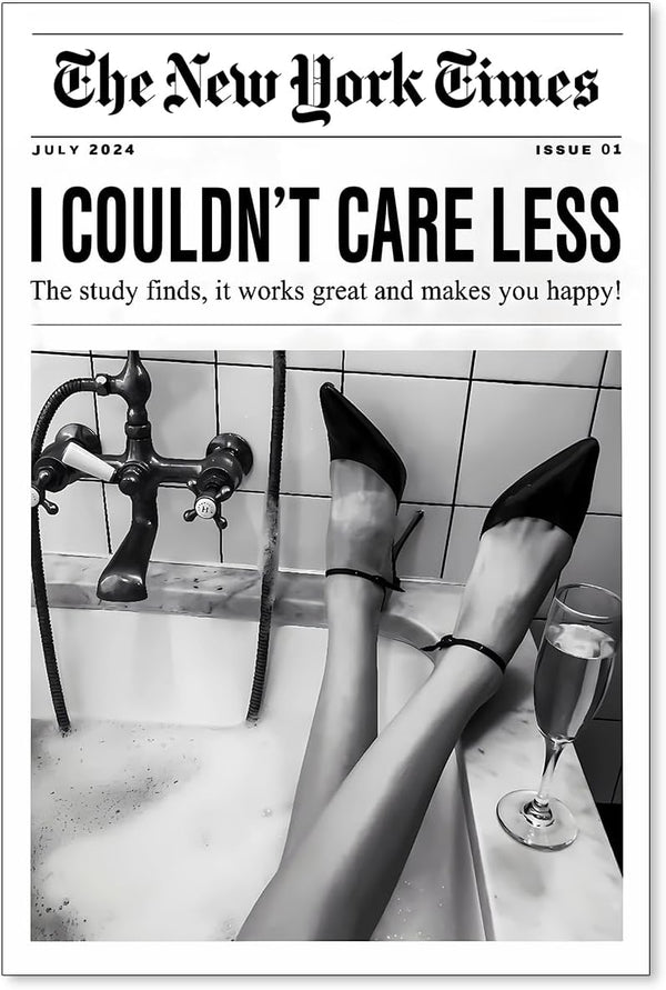 ZERFVTG Black and White Girly Poster Retro NewsPaper Wall Art Vintage Bar Cart
