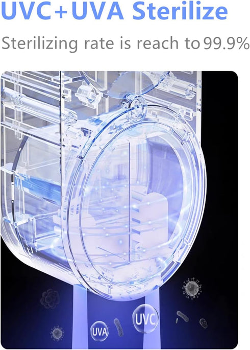 SHKI Toothbrush Cleaner & Toothbrush Holder, Cleaning and Air Drying, LED Smart Screen, Rechargeable Wall Mount