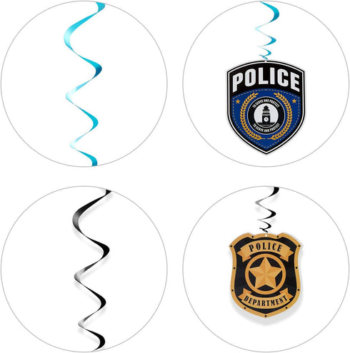 Sumind 25 Pcs Police Party Decorations - Birthday Party Hanging Swirls for Police Academy Graduation Gifts