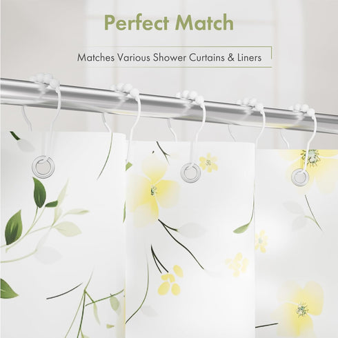 Amazer Shower Curtain Hooks, Decorative Rust-Resistant Stainless Steel Hooks for Bathroom Shower Rod, Set of 12