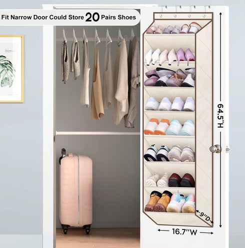 Closet SLEEPING LAMB Over The Door Shoe Organizer for with Large Deep Pockets, Narrow Shoe Rack for Door Hanging Boots