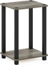 1-Tier Furinno Simplistic End Side Night Stand/Bedside Table with Plastic Poles, French Oak Grey/Black