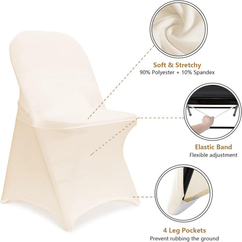 6 ManMengJi Spandex Folding Chair Covers, Folding Chair Covers PCS Light Yellow, Universal Fitted Banquet Chair