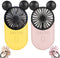 Cute Personal Mini Fan, Handheld USB Rechargeable Fan with LED Light, 3 Adjustable Speeds, 2 Pack (Yellow+Pink)
