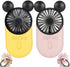 Cute Personal Mini Fan, Handheld USB Rechargeable Fan with LED Light, 3 Adjustable Speeds, 2 Pack (Yellow+Pink)