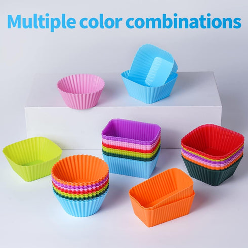 Silicone Bento Lunch Box Dividers, 3 Shapes of Round, Square & Rectangle for Baking