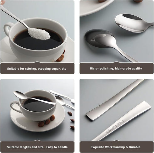 6-Piece Mini Espresso Spoons, 5.1-Inch Stainless Steel Coffee Spoons for Dessert and Ice Cream