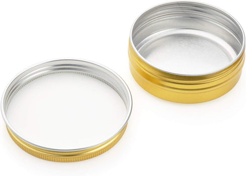 Foraineam 24 Pieces 4 oz Aluminum Round Tins, Golden Metal Storage Jars, Empty Spice Containers, Travel Tin Cans