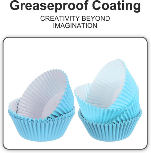 uxcell 100 Pcs Cupcake Liners, Standard Greaseproof Muffins Paper Baking Cups Wrappers, Sky Blue