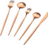 Copper Gold Flatware, Royal 5 Pieces Luxury Matte Finish 18/10 Stainless Steel Tableware Set for 1