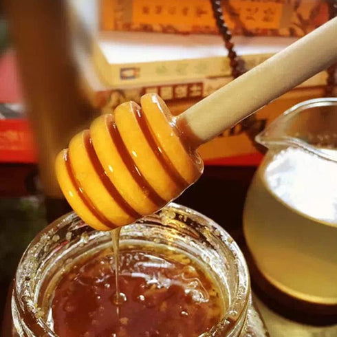 FOCCTS 100pcs 3 inch Honey Dipper Sticks, Wooden Honey Dipper Honey Stirrers Honey Spoon with Natural Jute Twine Kraft