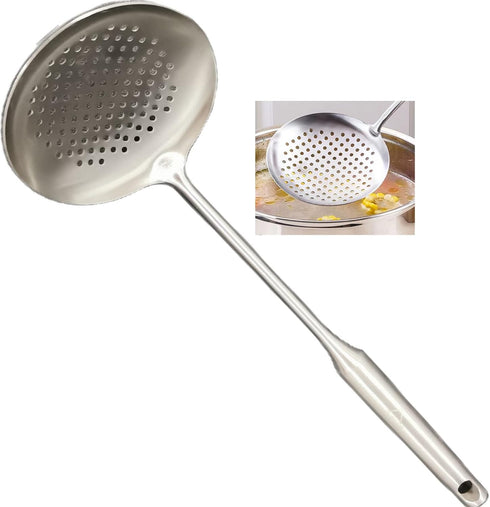 Skimmer Stainless Steel Large Slotted Spoon, 14.96 inches Colander Strainer Ladle for Cooking