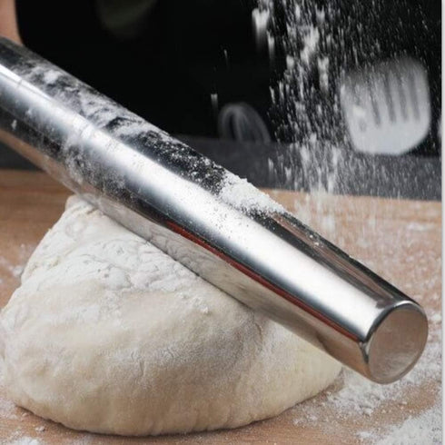 Smooth Stainless Steel Rolling Pin for Baking Pizza, Pie, Pastry, Dough, Cookies (12.8 inches)