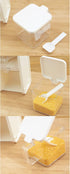 2 Pack 3 Set Hedume Grids Clear Seasoning Box with Handle and Spoon, Seasoning Storage Container Rack Combo