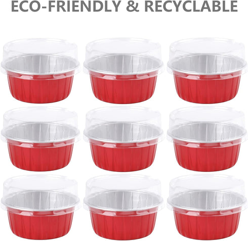 DEAYOU 100 Pack Cupcake Baking Cups, Tart Pie Tin Pan Holder for Pudding, Party, Wedding, Oven Freezer Safe (Red)