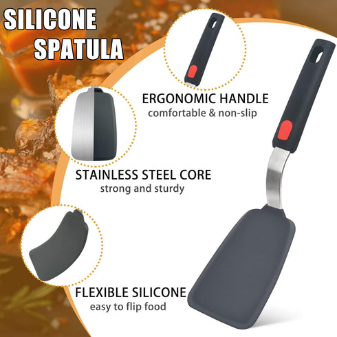 Silicone Spatula Turner Set of 3, Beijiyi 600°F Heat Resistant Cooking Spatulas for Nonstick Cookware