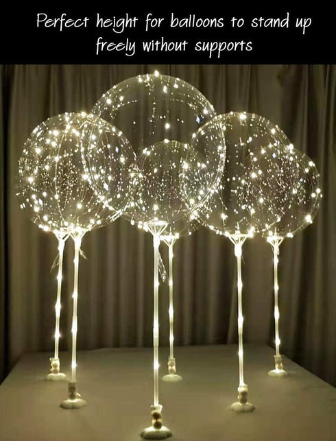 Clear Transparent Balloon Sticks and Stands, 10pc Set for Table Top Use with LED Bobo Balloon, Wedding Decor