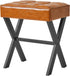 IBUYKE Square Makeup Stool with X-Leg Foot Rest, PU Footrest, Ottoman Seat,