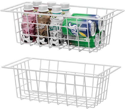 Slideep 17.5'' Large Storage Baskets - Chest Freezer Organizer, Sturdy Metal Wire Pantry Bin for Home Kitchen (2 Packs)