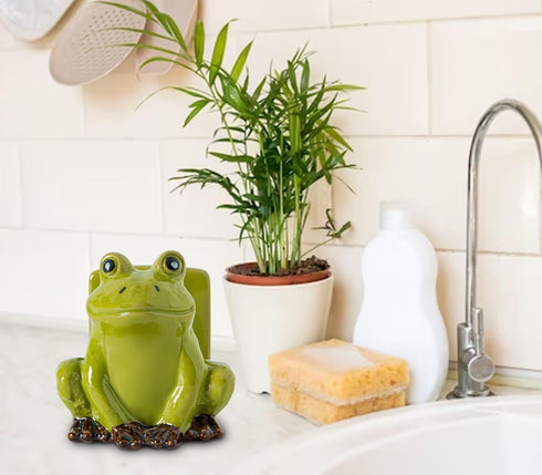 dgudgu Frog Sponge Holder for Kitchen Sink Cute Kitchen Sponge Holder Ceramic Kitchen Sink Sponge Holder Durable Sink