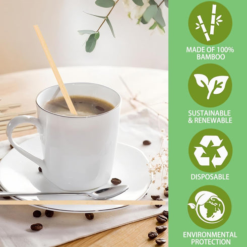 LYARCHTE 1000pcs 5.5" Bamboo Coffee Stir Sticks, Disposable Hot Drink Beverage Stirring Swizzle Stir Sticks For Coffee