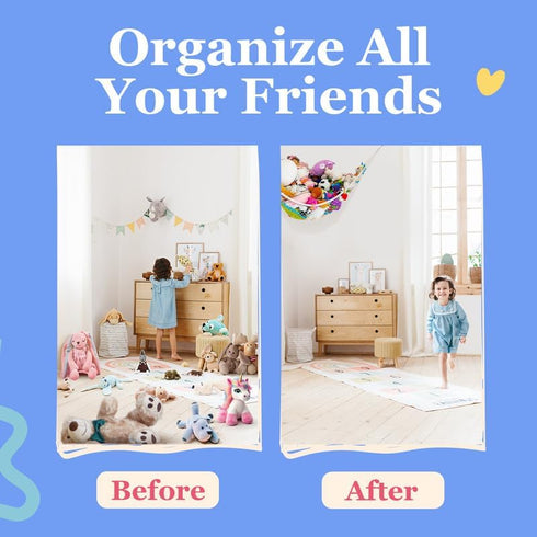 Lilly's Love Stuffed Animal Net Hammock, Large 2 Pack for Plushie Toys, Corner Hanging Storage with Included Anchors