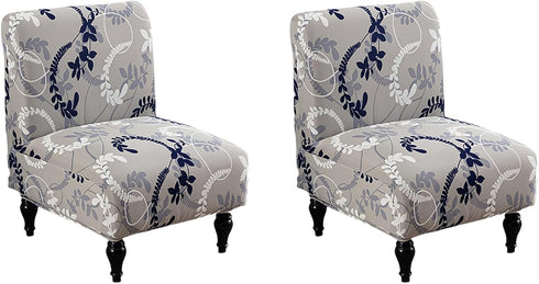 2PCS Armless Accent Chair Covers - Soft Printed Slipcovers for Slipper Chairs