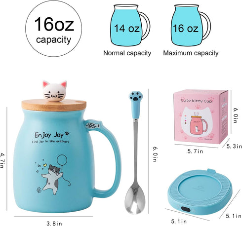 Set, 3-Temp Settings, 8H Bsigo Coffee Mug Warmer & Cute Cat Mug Candle Mug Warmer for Home & Office, Electric Smart