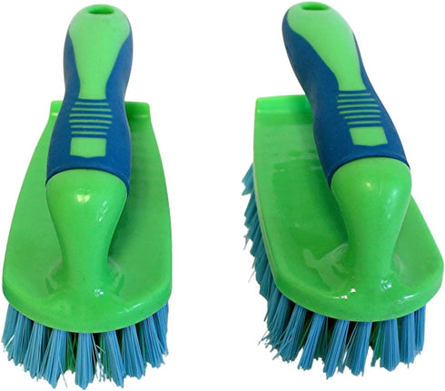 Dependable Industries Inc. Essentials Scrub Brush, Heavy Duty Rubber Grip for Bathroom and Carpet Cleaning, 2 Pack