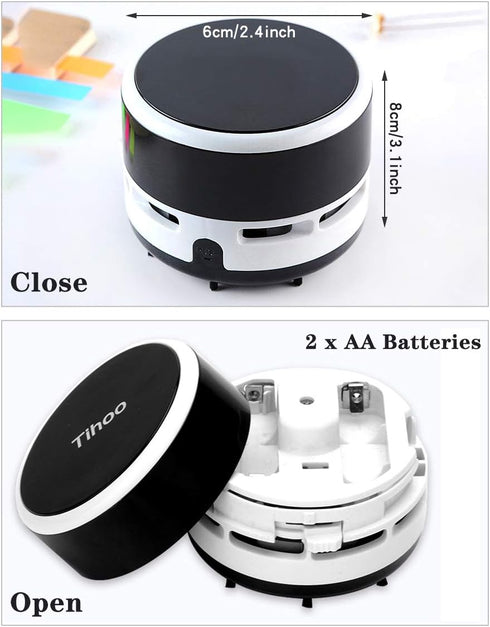 iSuperb Portable Desktop Vacuum Cleaner - Mini Crumb Sweeper for Home, Office, Cars - Rubber Dust Remover (Black, No