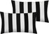 Leaveland Set of 2 12x20 Inch White and Black Stripe Cotton Polyester Square Throw Pillow Case for Home Decor