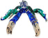 6" Tiny Blue Green Gold Dots Lobster Figurine - Miniature Hand Blown Painted Glass Shrimp Prawn Crustacean Crystal Sea