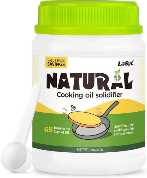 Natural Cooking Oil Solidifier Powder, 24 Oz Value Pack - Hard Up to 68 Cups of Fry Oil Away from Mess, 100%