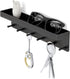 MKO Key Holder Wall Mount, Adhesive Key Holder with Mail Organizer Tray and 6 Hooks for Wall, Black