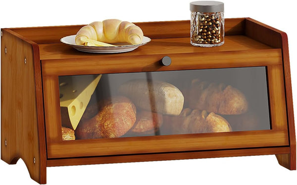 BAMBANG Bread Box for Kitchen Countertop, Bamboo Bread Box for Homemade Bread,