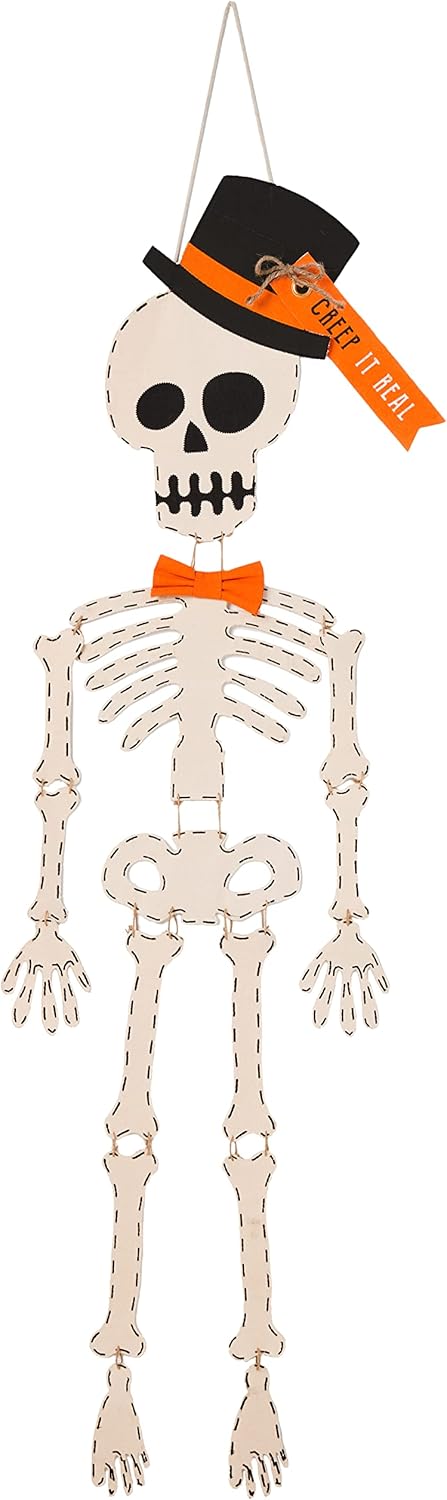 Mud Pie Skeleton Halloween Door Hanger, 65", White (40060032T)