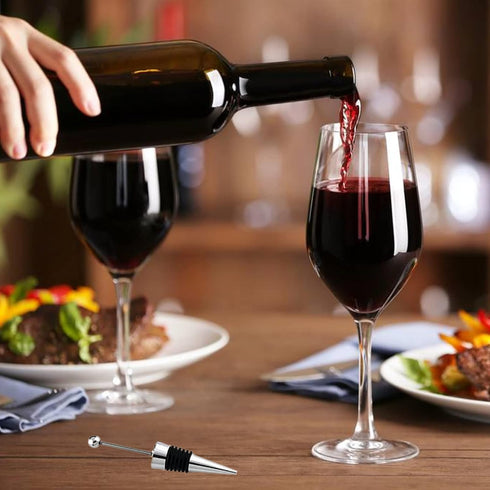 10Pcs ENLAYER Stainless Steel Wine Stoppers, Reusable Wine Corks, Silicone Wine Stopper for Gifts, Holiday Party,